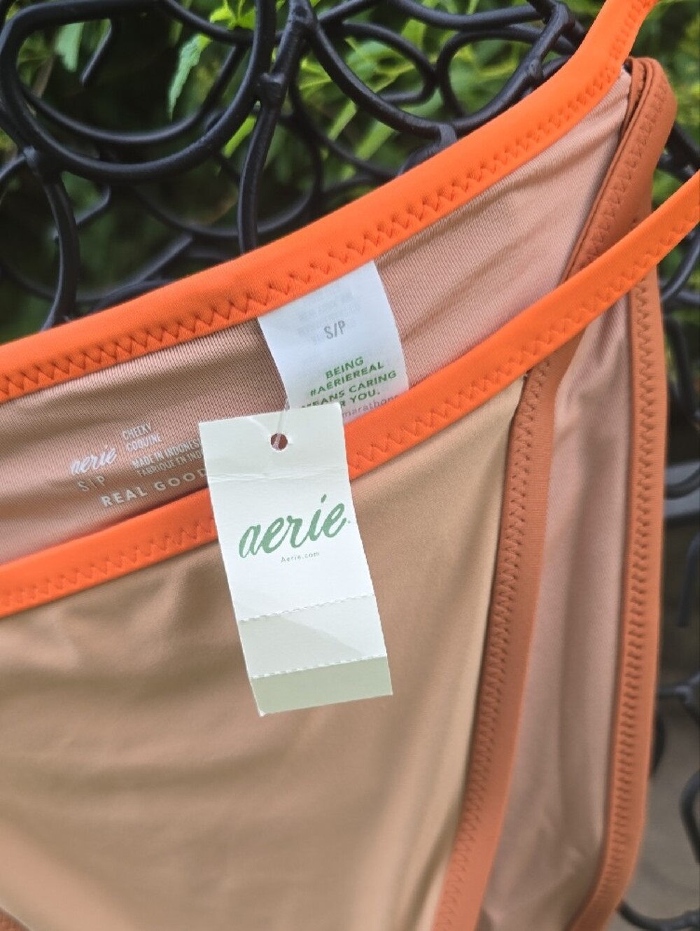NWT aerie Tan Bikini with Orange Trim Two-Piece Set Size XS - Picture 4 of 4